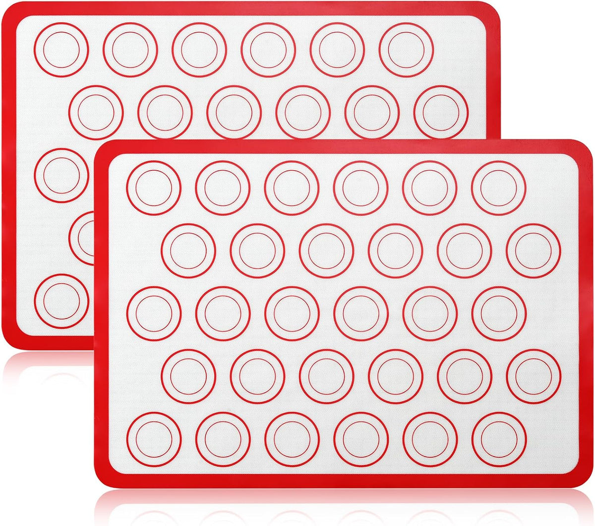 Luckyiren 2 Pack Silicone Baking Mat Set, Nonstick Half Sheet, Orange/Beige