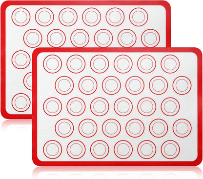 Luckyiren 2 Pack Silicone Baking Mat Set, Nonstick Half Sheet, Orange/Beige
