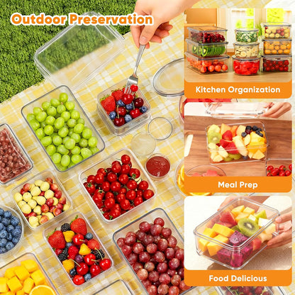 52 Pcs Food Storage Containers with Lids Airtight (26 Containers & 26 Lids) - Leakproof Meal-Prep Container for Kitchen Storage and Organization, Stackable Plastic Food Containers with Labels & Pen
