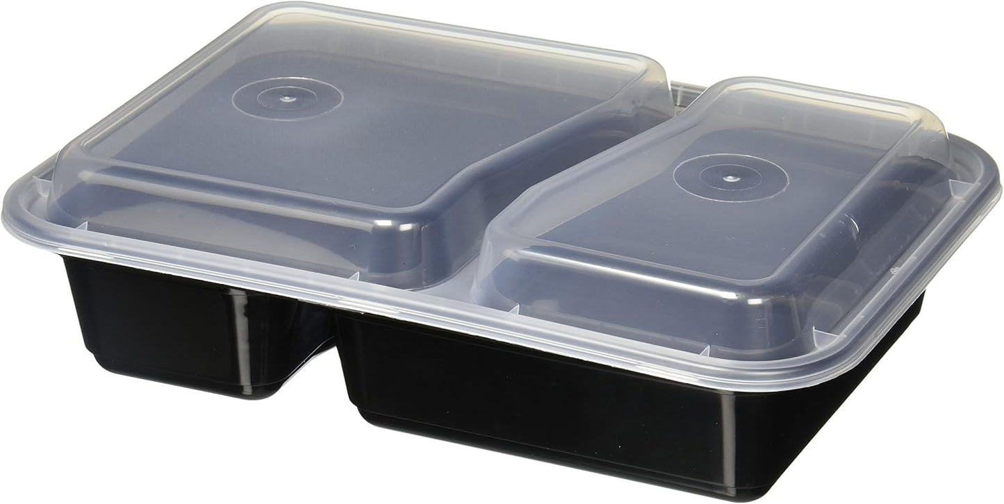 Reditainer® - 3 Compartment Microwave Safe Food Container with Lid/Divided Plate/Lunch Tray with Cover, 20 Pack