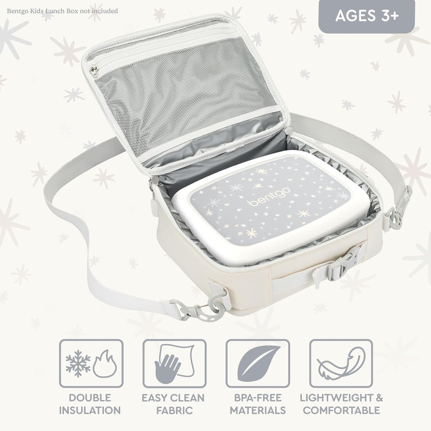 Bentgo Kids Lunch Bag - Durable, Double-Insulated Lunch Bag for Kids 3+; Holds Lunch Box, Water Bottle, & Snacks; Easy-Clean Water-Resistant Fabric & Multiple Zippered Pockets (Mermaid)