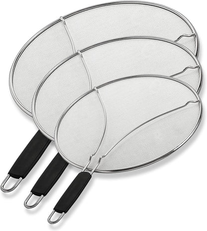 Splatter Screen for Frying Pan - 15 Inch Stainless Steel Grease Splatter Guard - Cover Oil Splash when Sizzling Bacon, Cooking Fried Chicken or Popcorn