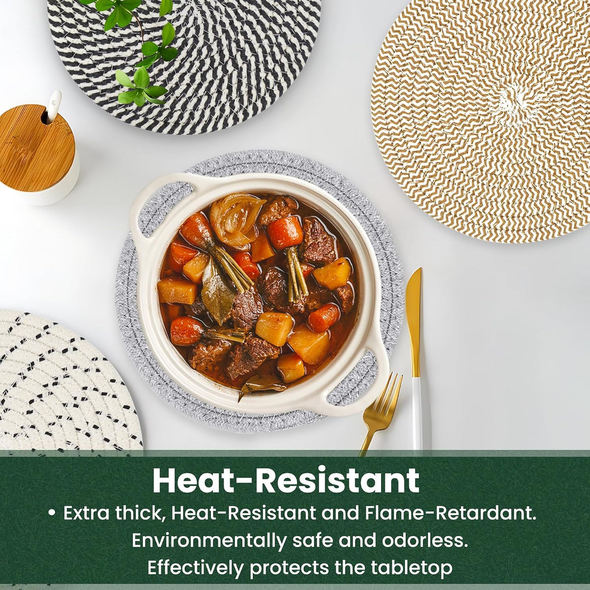 10 Inch Trivets for Hot Dishes, Hot Pots and Pans, 5 Pcs