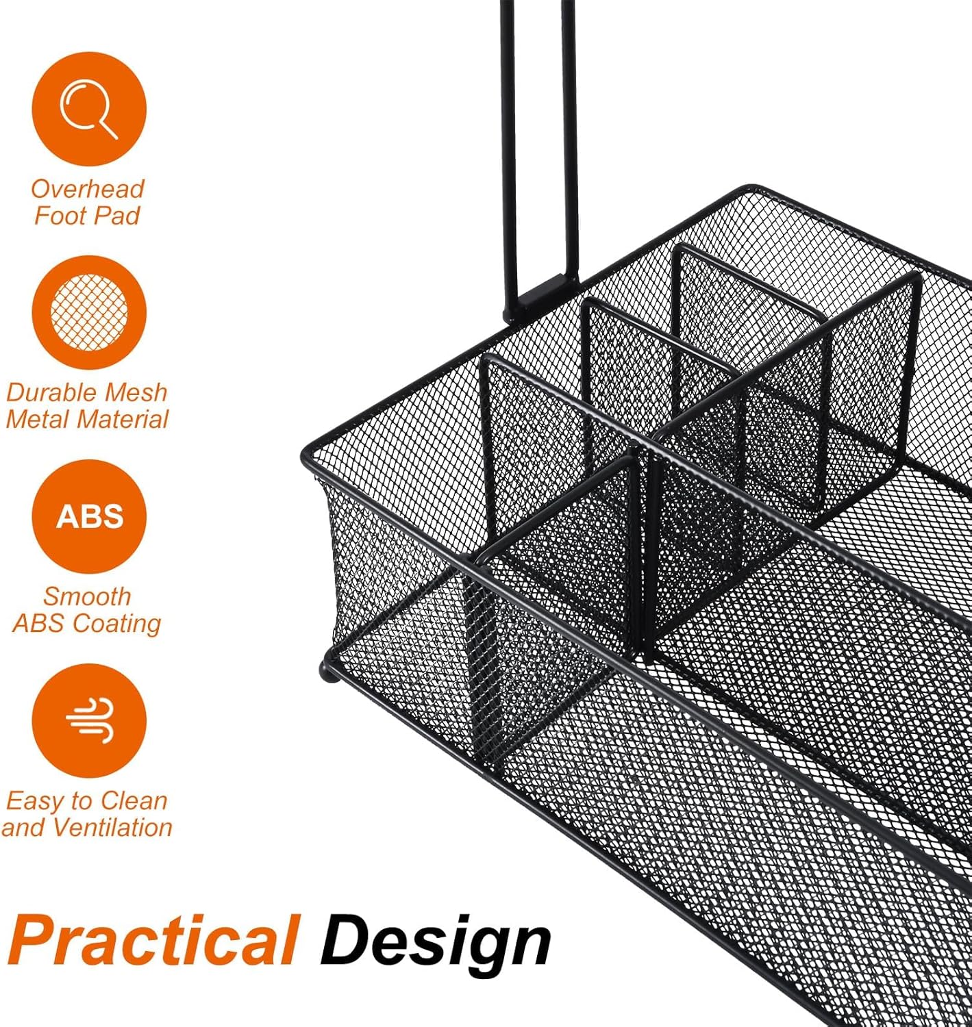 VIKEYHOME Grill Caddy, Picnic BBQ Organizer for Camping Outdoor Mesh Basket with 3 Hanging Hooks and Paper Towel Holder, Ideal Table Storage Tools for RV Camper/Tailgating/Flatware