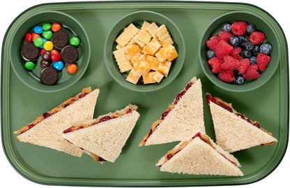 madesmart dipware 3 Bowl Serving Tray, Stackable & Removable Dip Bowls for Charcuterie, Guacomole, Snacks, Veggies, Premium Dishwasher & Microwave Safe, Multipurpose Plate & Bowl, Olive