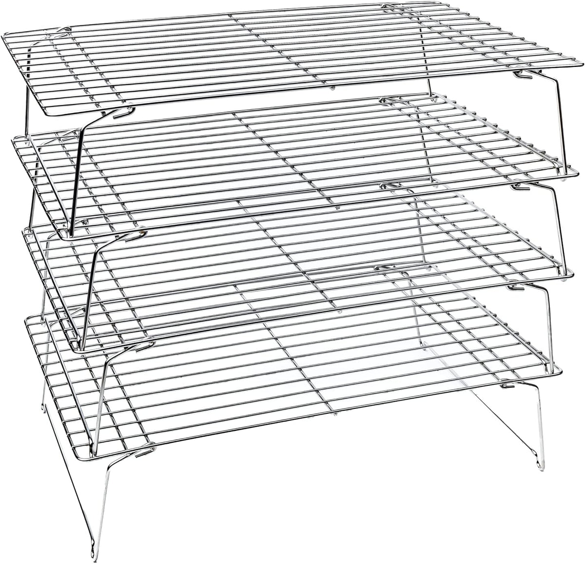 Kitchenatics 4-Tier Stackable Cooling Rack Space Saving Baking Set, 15x10"