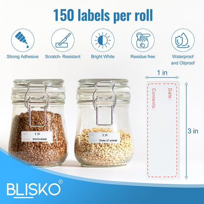 500 Pcs Freezer Labels, 1 x 3 Inch Refrigerator Food Label Stickers, No Residue, Easy Peel Off, Water & Oil Resistant, Labels for Food, Freezer Bags, Jars, and Containers