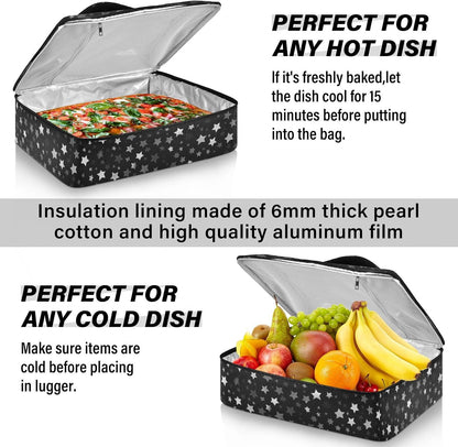 Casserole Carriers for Hot or Cold Food Reusable Casserole Dish Carrier Insulated Thermal Large Capacity Durable Perfect for Party Camping Family Gatherings Yellow Fish - Colors B