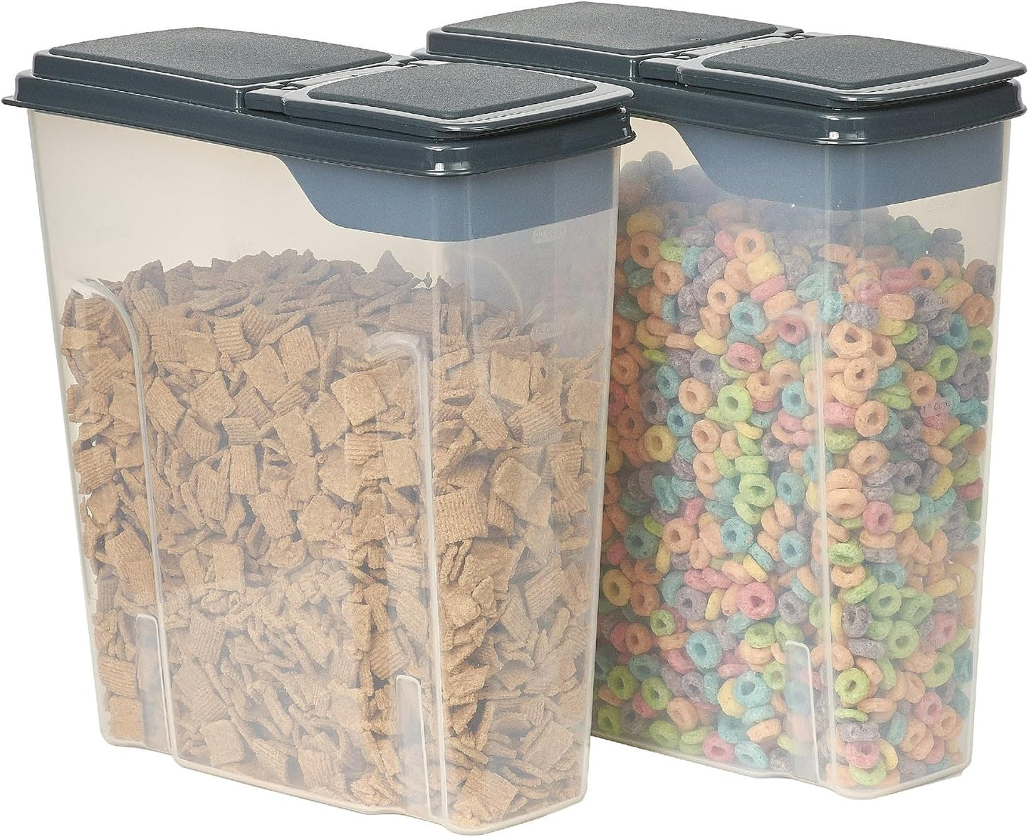 Set of 2 Large Airtight Food Storage Containers with Flip-Top Lids, BPA-Free Cereal & Dry Food Dispensers, Stackable Kitchen Pantry Organizer for Bulk Dry Goods