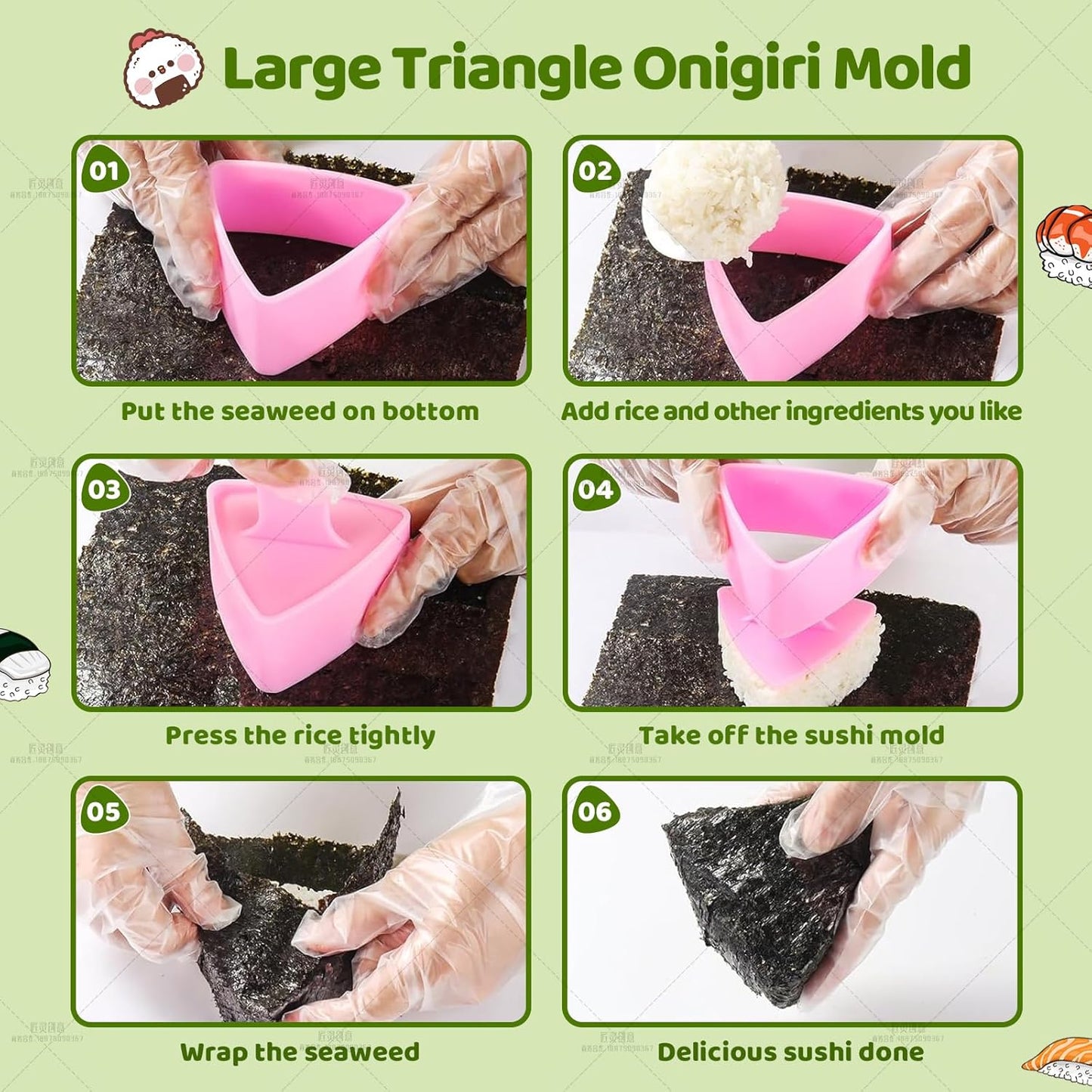 Rice Ball Molds 21PCS Onigiri Mold Set Cute Animal Sushi Molds Rice Shaper Rice Ball Shaker Bento Box Accessories DIY with Nori Seaweed Punch Cutter Food Picks