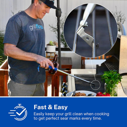 Grill Floss Premium Grill Scraper for Outdoor Grill with Round Grates - Bristle Free Grill Brush for Outdoor Grill - BBQ Grill Grate Cleaner Cleans Top and Bottom of Grill Without Lifting Grates