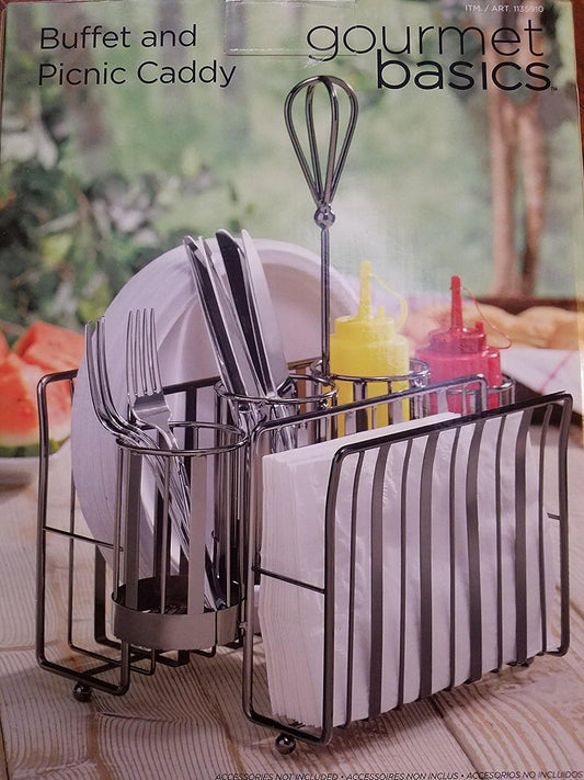 Mikasa Gourmet Basics 3-Tier Metal Caddy – Serving & Storage Stand for Entertaining, Picnics, Dining Room, Buffet, or Outdoor Use, Black Wire Design