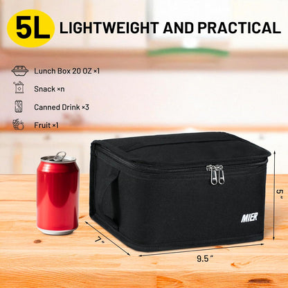 MIER Small Lunch Bag for Kids & Adults Compact Insulated Lunch Box Portable Thermal Mini Cooler for Work School Travel, Bluesteel