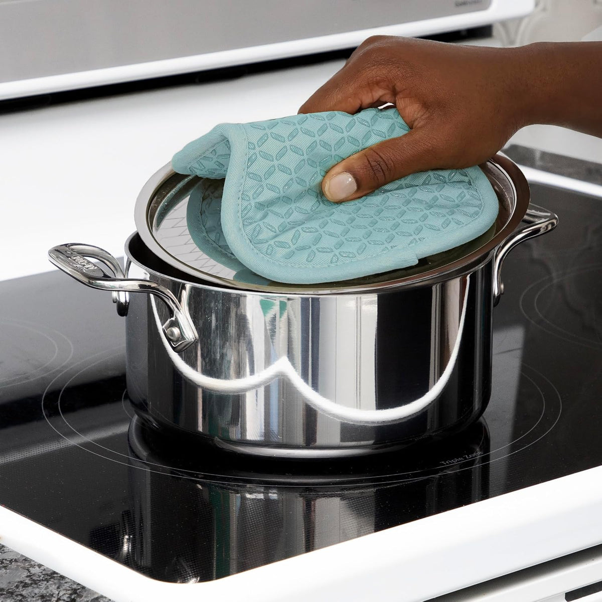 All-Clad Premium Pot Holder: Heat Resistant up to 500 Degrees - 100% Cotton, 10"x8" Hot Pad for Kitchen and Barbecue, 2-Pack, Indigo