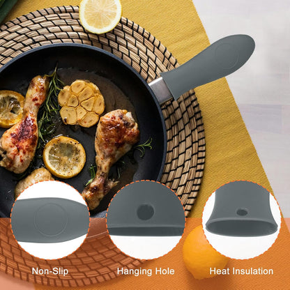 uxcell 2pcs Silicone Hot Handle Holders, Cast Iron Skillet Handle Covers Silicone Pan Handle Sleeve for Frying Pans Griddles Cookware Handles, Orange