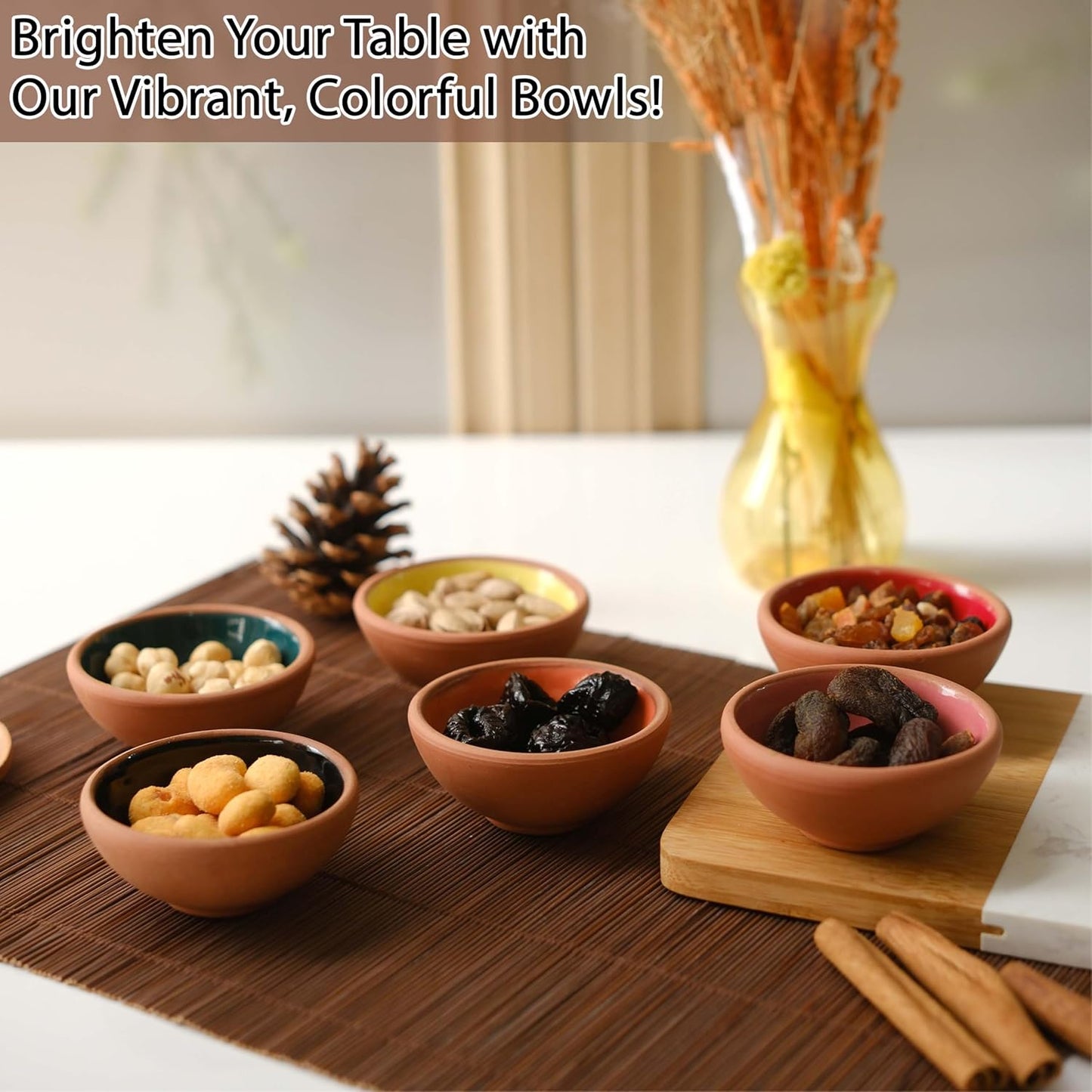 Small Ceramic Bowls Set of 6 | 3 oz Pinch Bowls for Dipping, Cooking Prep, and Charcuterie | Ideal for Snacks, Desserts, Side Dishes, Tapas, Nuts, and Ice Cream | Handmade Serving Dishes (Terracotta)