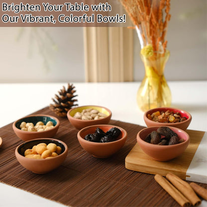 Small Ceramic Bowls Set of 6 | 3 oz Pinch Bowls for Dipping, Cooking Prep, and Charcuterie | Ideal for Snacks, Desserts, Side Dishes, Tapas, Nuts, and Ice Cream | Handmade Serving Dishes (Terracotta)