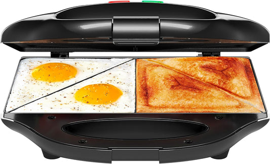 Chefman Portable Sandwich Maker, Compact, Nonstick, Electric Omelet Maker, Panini Press, Pocket Sandwich Press, and Quesadilla Maker, with Indicator Lights, Locking Lid, and Cord Storage