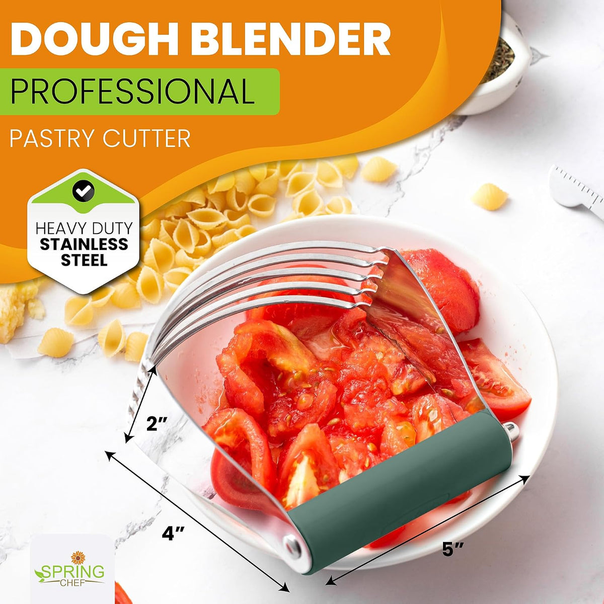 Spring Chef Large Dough Blender For Baking - Durable Pastry Blender - Black