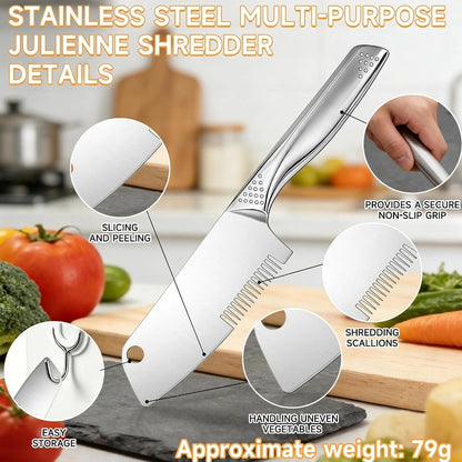 Stainless Steel Scallion Cutter, 2-in-1 Julienne Shredder | Precision julienne blade, ergonomic handle, scallion & green onion shredder, hanging hole