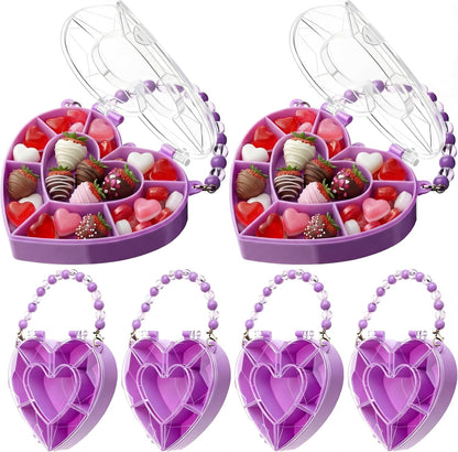 Cunno 6 Pack Valentines Day Containers Butterfly Shaped Food Containers Large Plastic Snack Box Food Storage with Handle Divided Serving Tray Portable Jewelry Organizer for Candy Fruit Purple