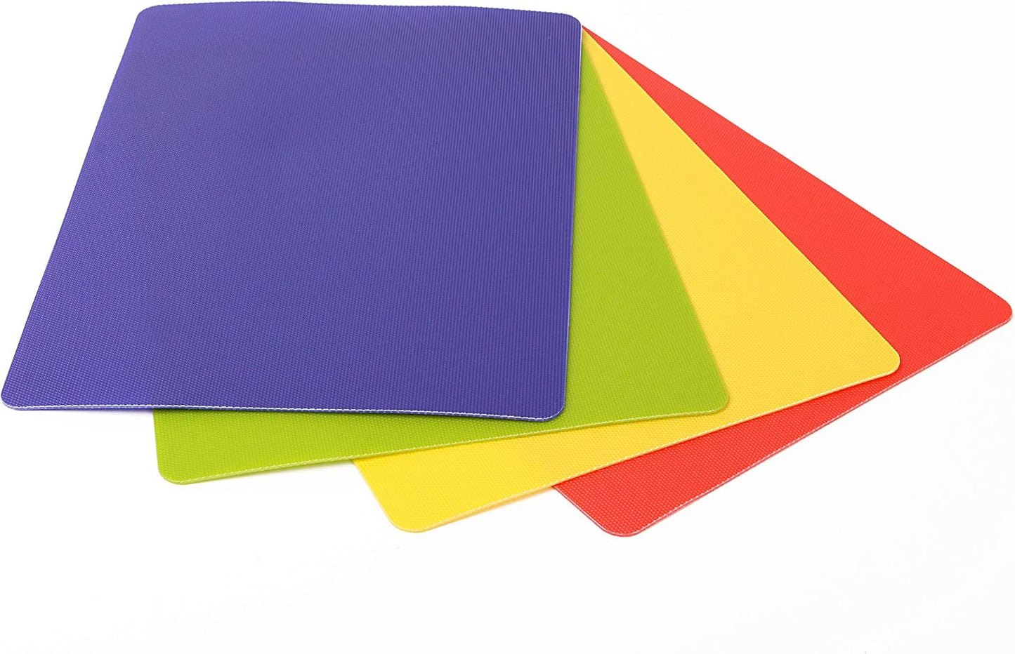 Dexas Heavy Duty Cutting Board Grippmat, Flexible Cutting Boards for Kitchen, Set of 4, Non Slip Plastic Board Cutting Mat 11.5 by 14 Inches Gray, Red, White and Green Set, Kitchen Gadgets