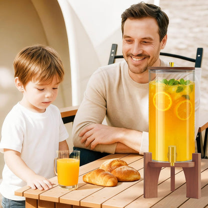 Glass Drink Dispenser,1.5 Gallon Beverage Dispenser with Stand,Lemonade Dispenser with Stainless Steel Faucet,Drink Dispensers for Parties, Bars and Home (Cross Stand)