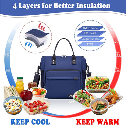 TuErCao Small Lunch Bag Lightweight Insulated Lunch Box for Women Work Portable Soft Cooler for Picnic Travel Road Trips, Loncheras para Mujer, Black