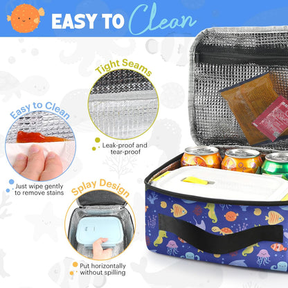 Lunch Box Kids, Lunch Bags for Women Men, Insulated Cooler Reusable Cute Lunch Containers for Boy & Girls, Adults Leak Proof Large Lunch Tote Bags for School, Work, Travel, Picnic Outdoor and Beach