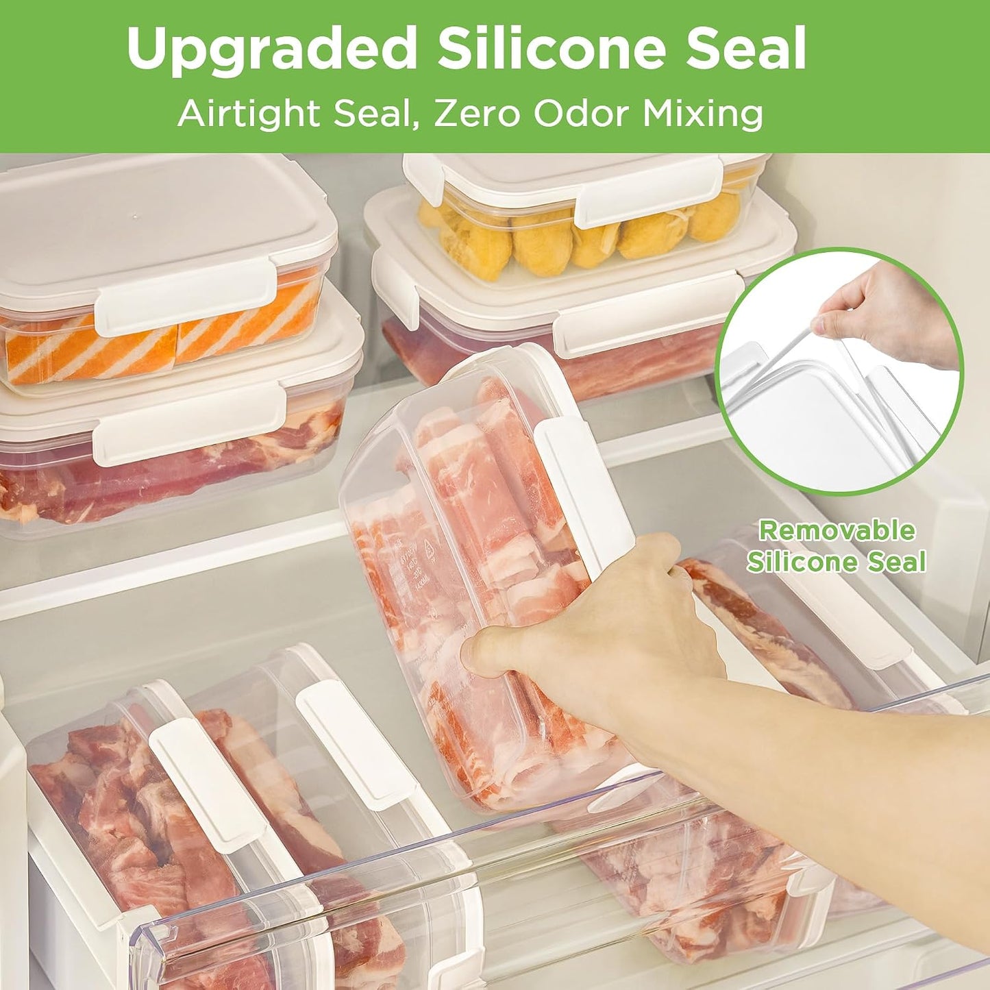 10-Pack Food Storage Containers with Airtight Leakproof Lids, BPA-Free Meal Prep Containers for Microwave/Dishwasher/Freezer, Green, 47.3oz Each