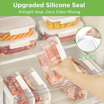 10-Pack Food Storage Containers with Airtight Leakproof Lids, BPA-Free Meal Prep Containers for Microwave/Dishwasher/Freezer, Green, 47.3oz Each