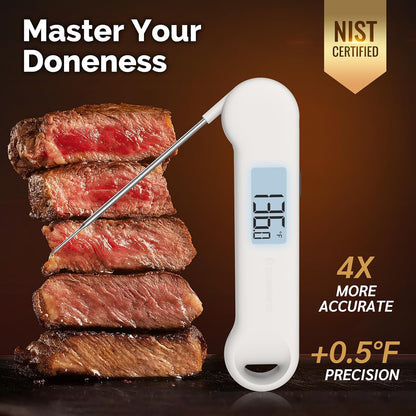 0.5 Sec Instant Read Meat Thermometer Digital for Outdoor Fryer, Black