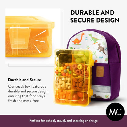 Large Kids Snack Box Containers Set of 2 -100 Labels, BPA-Free, Adjustable Compartments, Dishwasher Safe, Reusable Tray, Food Grade, Meal Prep Container, PARENT TESTED PARENT APPROVED AWARD (Clear)