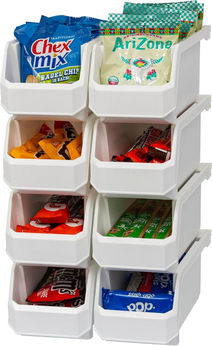 ReadySpace Medium Plastic Storage Bins, Stackable Organizer Containers for Closet Pantry Shelf Garage and Office Organization, Clear, 8 Pack