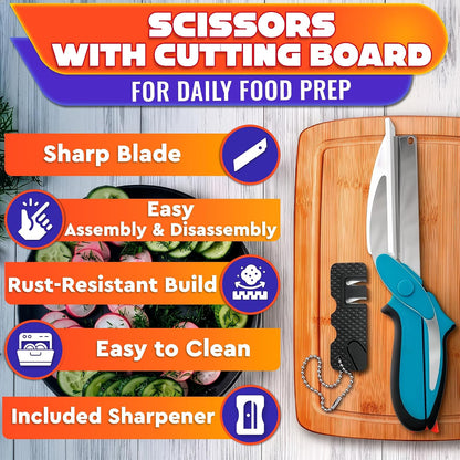 2 in 1 Kitchen Scissors for Food with Knife Sharpener (Grey)