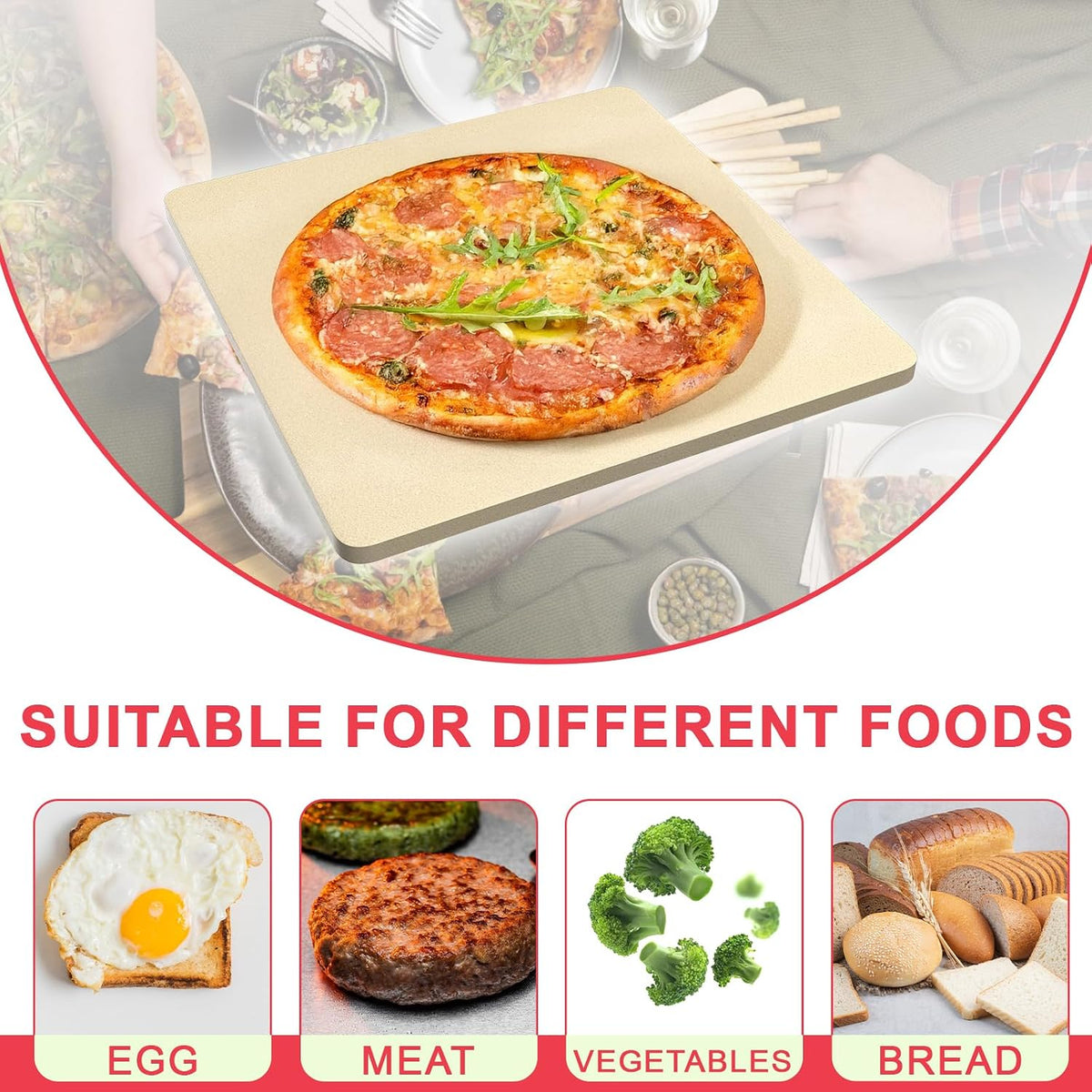 Extra Large Pizza Stone for Oven,Grilling,Pellet Grill,Pizza & Bread Baking