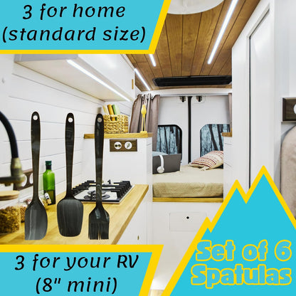 Silicone Marbled Spatula Set of 6, Black | 446F Heat-Resistant, One-Piece Steel Core, Non-Stick, Dishwasher Safe
