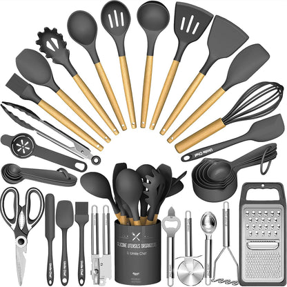 Umite Chef Food Grade Thickened Silicone (Stainless Steel Core) Kitchen Gadgets Tools Set - Kitchen Cooking Utensils Set, Heat Resistant Kitchen Spatula Tools Set