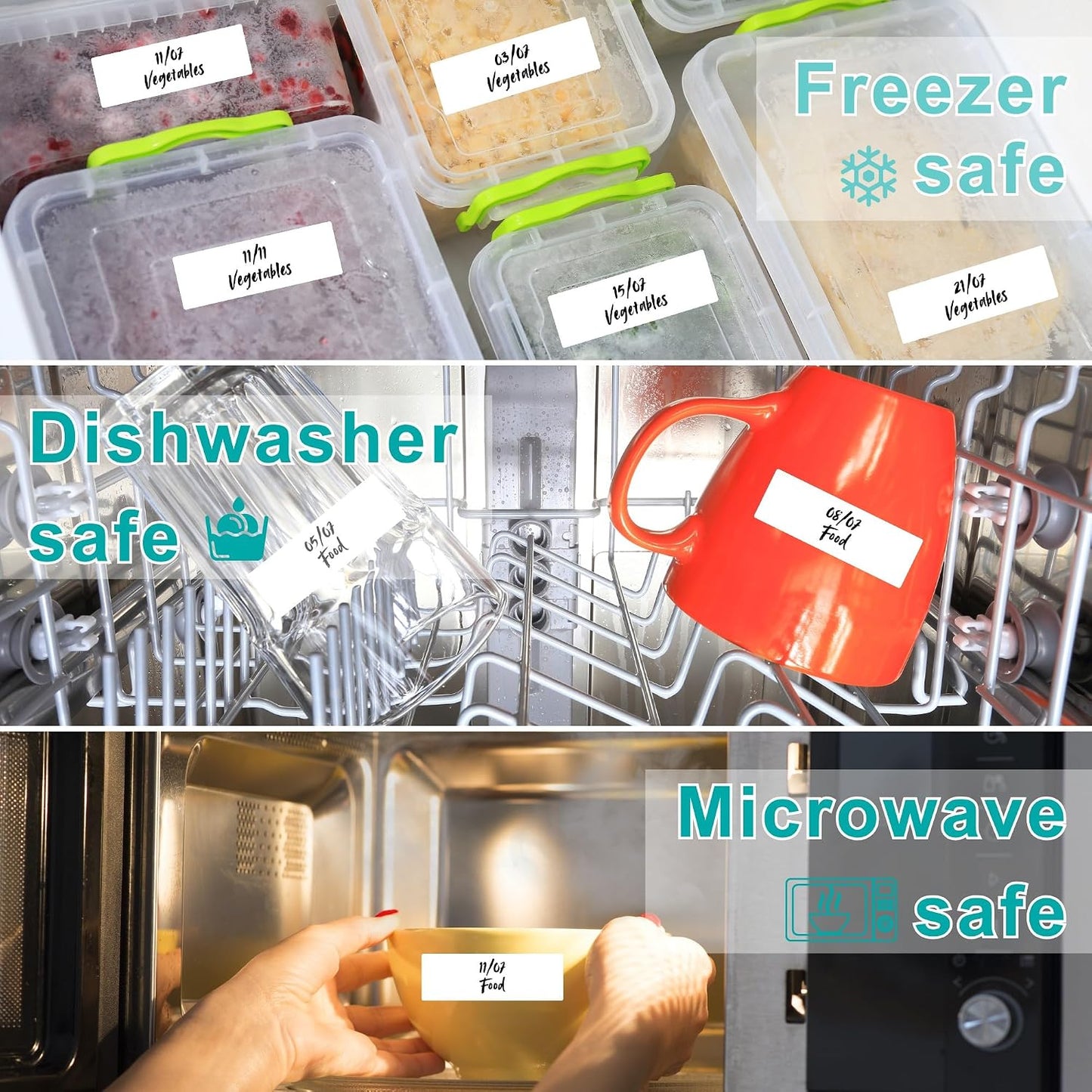 CATIFLIN 1200 Blank Removable Freezer Labels, Waterproof & Oil Resistant Stickers with Perforation Line, Ideal for Food Containers, Jars, and Pantry Organization (1" x 2")