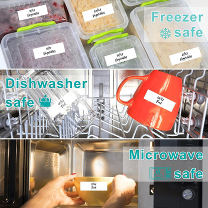 CATIFLIN 1200 Blank Removable Freezer Labels, Waterproof & Oil Resistant Stickers with Perforation Line, Ideal for Food Containers, Jars, and Pantry Organization (1" x 2")