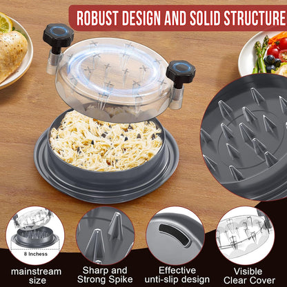 SoulLife Chicken Shredder 8 Inches, Chicken Shredder Tool Twist for Pork Beef Chicken, Meat Shredder, Clear Lid, Ergonomic Handle, Strong Anti-slip, BPA Free, Easy to Clean, Dishwasher Safe (Black)