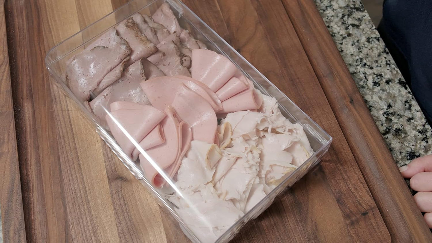 Pikanty Clear Refrigerator Organizer Bin with Handles — 11 Inch Compact Stackable Fridge and Pantry Storage Container for Snacks, Yogurt, Condiments, Dishwasher Safe, Made in USA
