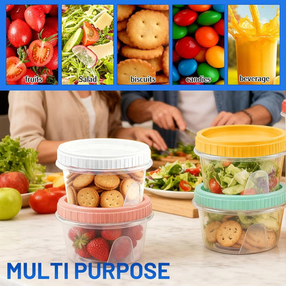 12 Pack Freezer Containers with Screw On Lids, 10oz Stackable Reusable Food Storage Container, Airtight Plastic Storage Containers with Twist Top Lids for Food Sauce Jello Soup