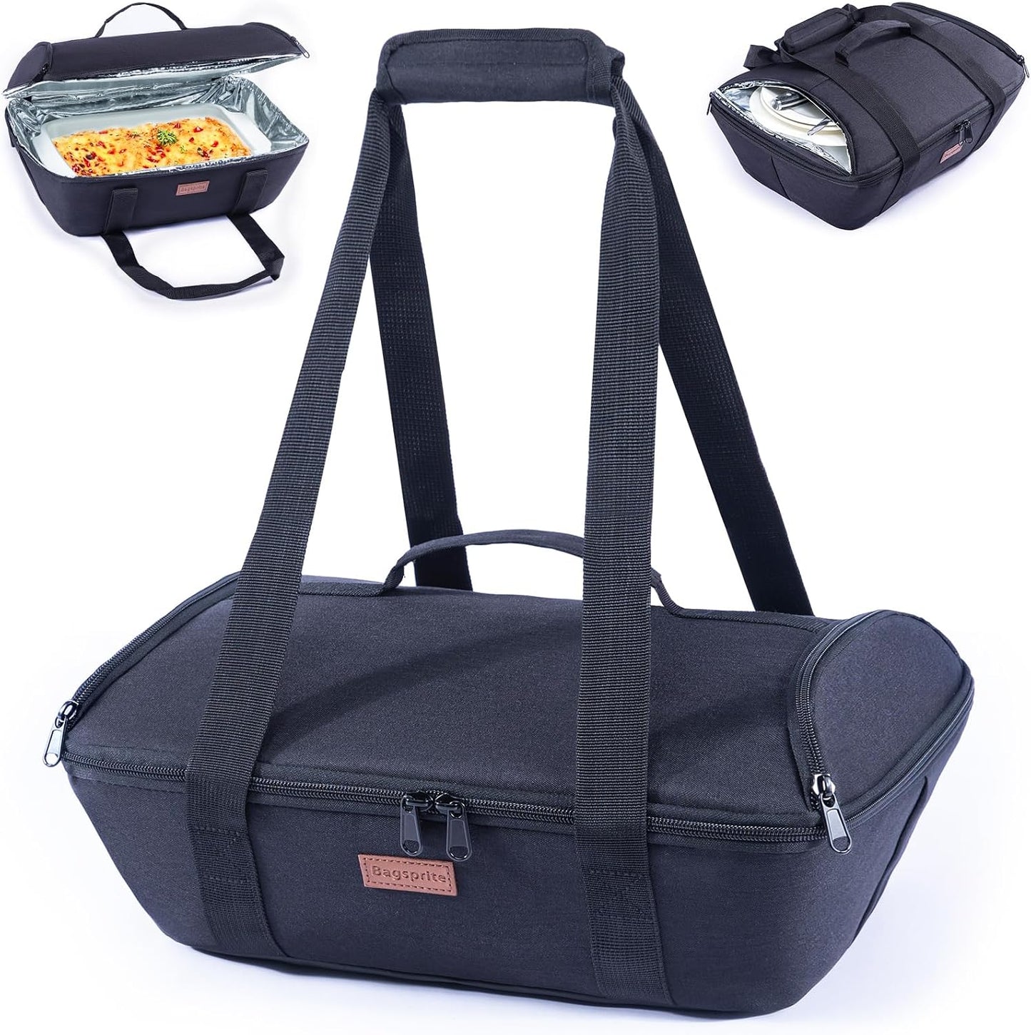 BAGSPRITE Insulated Casserole Carrier for Hot or Cold Food with Heat-resistant Mat, Casserole Dish Carrier Insulated Food Carrier, Hot Food Carrier, Foil Pan Carrier Fits 9" x 13" Baking Dish