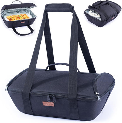 BAGSPRITE Insulated Casserole Carrier for Hot or Cold Food with Heat-resistant Mat, Casserole Dish Carrier Insulated Food Carrier, Hot Food Carrier, Foil Pan Carrier Fits 9" x 13" Baking Dish