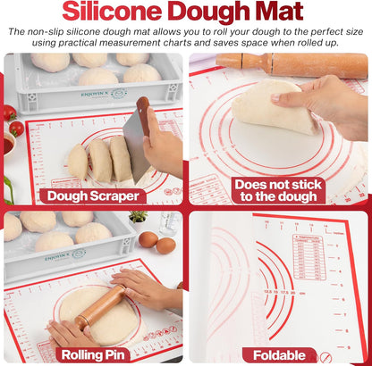 2-Pack Pizza Dough Proofing Box with Lid - Dough Tray & Proofing Container for Pizza, Bread, Sourdough - Stackable Design 16" x 12" x 3.5", White