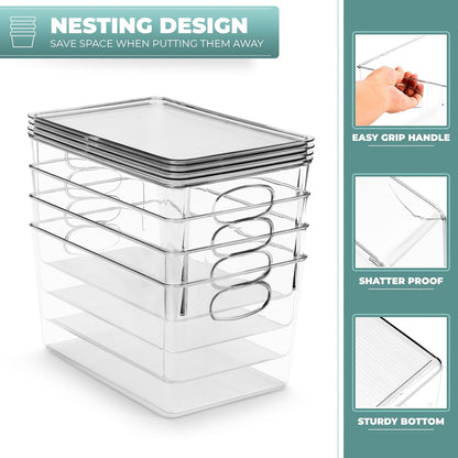 Sorbus 8-Pack Small Clear Plastic Storage Bins – Organizers for Kitchen, Pantry, Fridge, Cabinet & Refrigerator