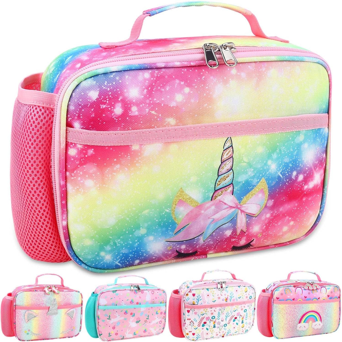RHCPFOVR Kids Lunch Bag - Insulated Lunch Box for Boys Girls,Washable Lunch Bag and Reusable Toddler Leak-proof Lunchbox for School and Daycare - Colors B