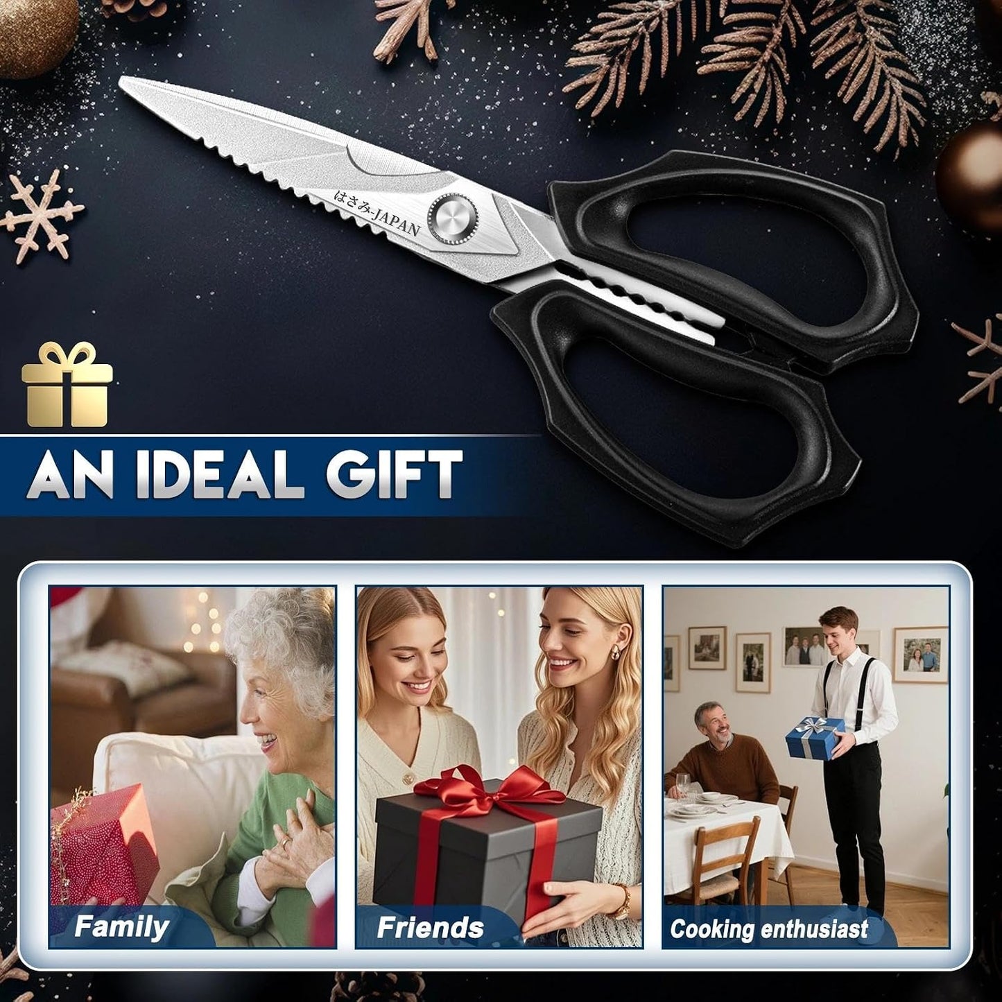 Purple Dragon Kitchen Scissors for Food - Stainless Steel Cooking Scissors All Purpose - Kitchen Shear Heavy Duty for Meat Cutting - Dishwasher Safe - Gifts for Men and Women - Silver Sharp Blade