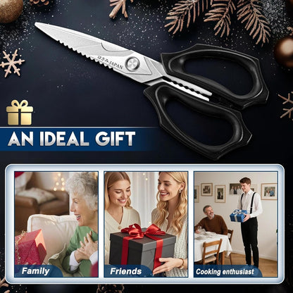 Purple Dragon Kitchen Scissors for Food - Stainless Steel Cooking Scissors All Purpose - Kitchen Shear Heavy Duty for Meat Cutting - Dishwasher Safe - Gifts for Men and Women - Silver Sharp Blade